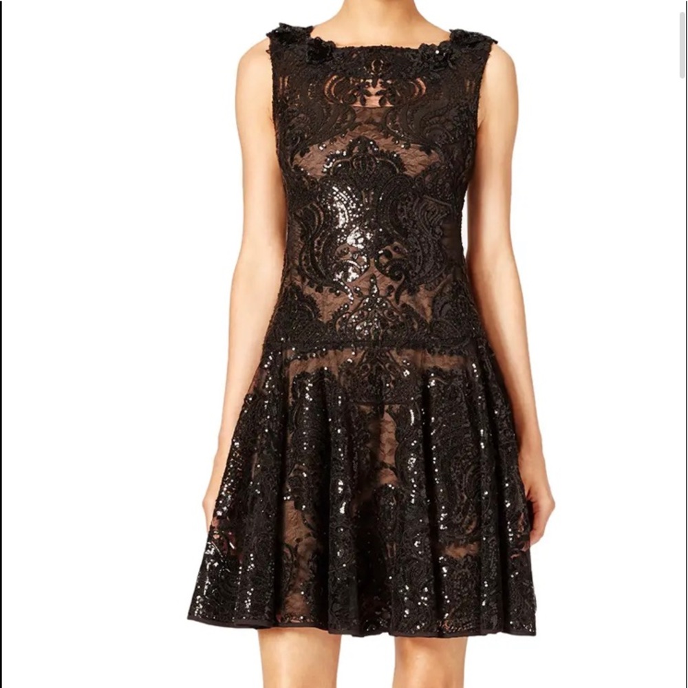 Elegant Black Lace Midi Dress